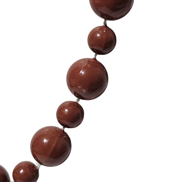 Vintage Brown Beaded Necklace Retro Minimalist Classic Fashion Jewelry Women - Picture 2 of 5